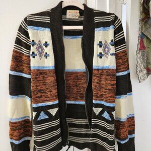 Vintage alpine patterned zip up cardigan